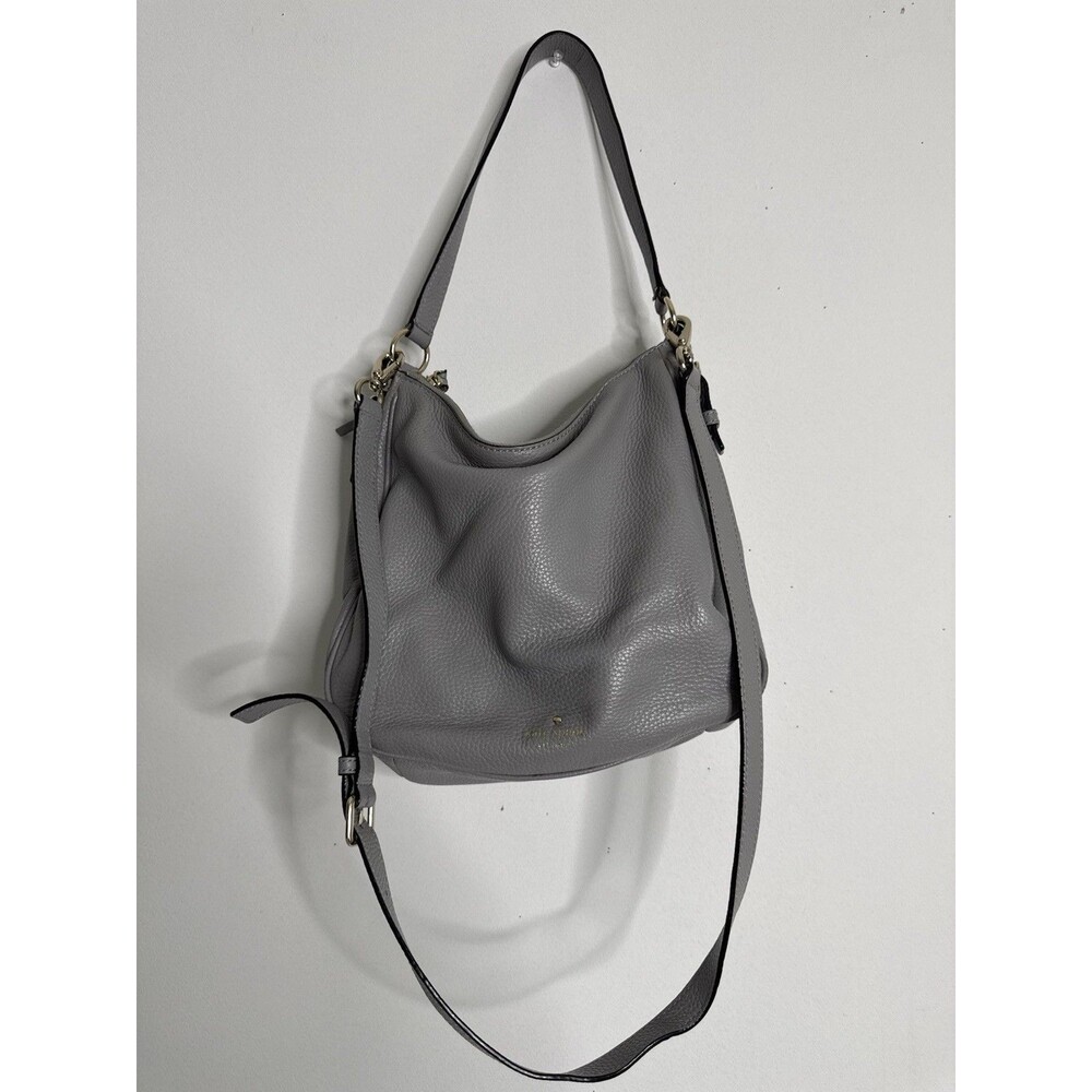 Kate Spade New York Gray Pebbled Leather Hobo Shoulder Crossbody Bag